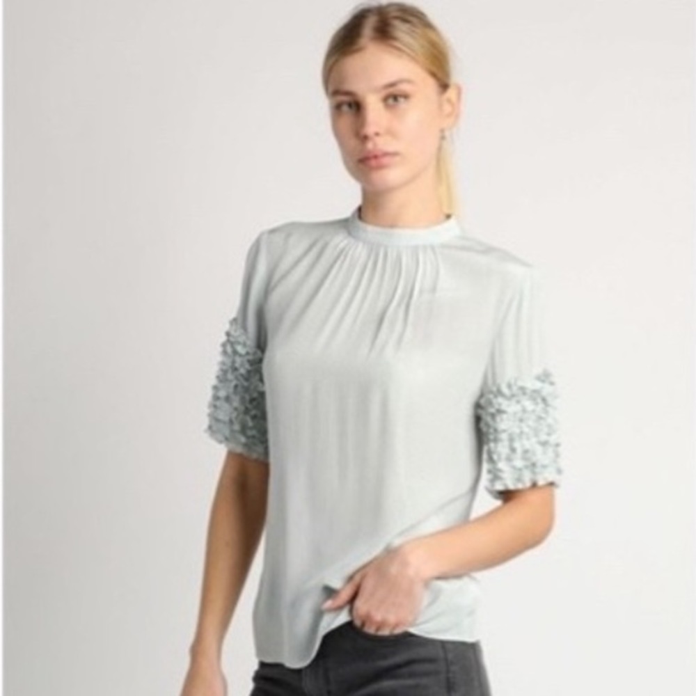 Anthropology Current Air Ruffle Sleeve Pin Tuck Blouse NWT